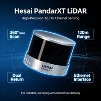 Capteurs LiDAR HESAI haute précision 16/32 canaux, portée moyenne 360° °   Lidar sans angle mort HESAI XT16 et XT32