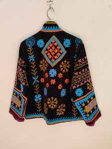 Handmade <b>Velvet</b> Suzani Bomber <b>Jacket</b> Hand Embroidery Floral Folk Art Design Reversible Eco-Friendly Breathable Winter <b>Women's</b> - Product Image 6