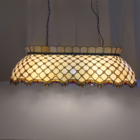 Lámpara de Mesa de Billar de Estilo Americano de 42 Pulgadas, Hecha a Mano, con Luces LED de Altura Ajustable, Vidrio Artístico, 6 Luces