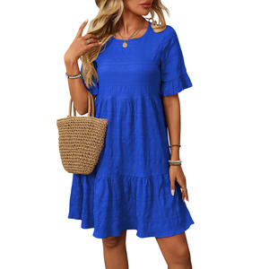 Spring and Summer New Women's Natural Breathable <b>Loose</b> Casual Short Sleeve Elegant <b>Dress</b> - Product Image 4