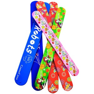 Customized Logo Full Color Printing Rubber Snap Bracelets Promotional Wrist Band for Events