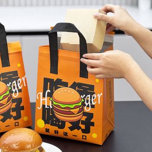 Emballage personnalisé pour hamburgers, desserts et plats à emporter, en non-tissé durable, isolé thermiquement, avec logo imprimé sur feuille d'aluminium. - Product Image 6