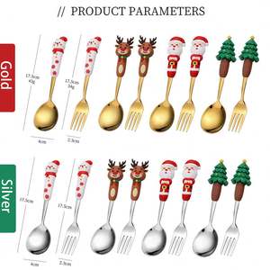 Juego de Cubiertos de Acero Inoxidable con Cuchara y Tenedor, Diseño Navideño, con Logotipo Personalizado, en Caja de Regalo - Product Image 2