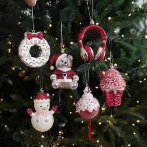 Pink Themed Christmas Party Decor Candy Doughnut Snowman Lollipop <b>Glitter</b> Xmas Baubles Environmental Friendly Luxury - Product Image 1