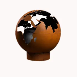 金属丙烷火球生命树户外球形花园装饰科顿钢世界地图圆形火球