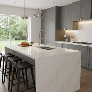 Piani <span class=keywords><strong>di</strong></span> Lavoro in Quarzo Horizon Calacatta con Motivo Oro, Piani <span class=keywords><strong>di</strong></span> Lavoro da <span class=keywords><strong>Cucina</strong></span> in Pietra <span class=keywords><strong>di</strong></span> Quarzo - Product Image 3