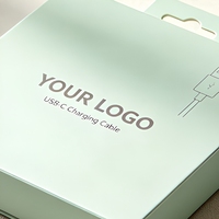 Câble de données USB à chargement rapide pour téléphone portable, emballage en papier couché mat avec fenêtre, conception à oreilles de suspension, recyclé