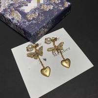 Pendientes de abeja y mariposa con corazón de lujo, joyería de alta gama, dijes de joyería fina, Red-a-porterexclusivo