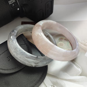 Venta caliente Europea patrón de mármol grande pulsera de resina exagerada colorida pulsera facetada de textura ancha francesa - Product Image 6