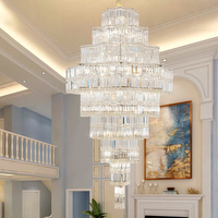 Lustre en cristal de luxe pour villa duplex, grand luminaire suspendu pour hall d'hôtel haut de gamme, salon, salle de bal, éclairage moderne