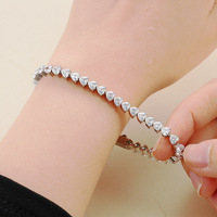 Bracelet Tennis en Zircon Cœur Style Géométrique Bijoux de Mode Unisexe Vente en Gros