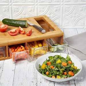 Bamboo Cutting Board With Drawers Multifunctional Kitchen Chopping <b>Block</b> Rectangle Size F69 - Product Image 4