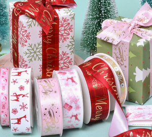 Ruban de décoration pour emballage cadeau de Noël, boîte cadeau nouée avec du ruban tissé rouge et rose <span class=keywords><strong>Yao</strong></span> <span class=keywords><strong>Ming</strong></span> pour Noël - Product Image 3