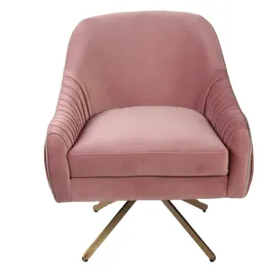 Cadeira de veludo giratória, cadeira rosa de veludo com acessório para sala de estar,