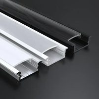 Système de profilés en aluminium d'extrusion Support en aluminium encastré Diffuseur Montage Bande d'extrusion Lumière Profil LED Canal Noir