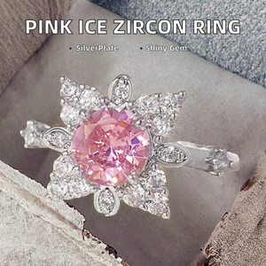 Luxe 925 sterling zilveren sieradenset babyroze ijskubieke zirkonia verlovingsring, verkleurt niet, sprankelende trouwbeloften - Product Image 2