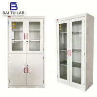 Armario de laboratorio de 3 niveles con cerradura, totalmente de acero, para almacenamiento de material de vidrio y utensilios, para almacenamiento de productos químicos volátiles y corrosivos, Baitu lab