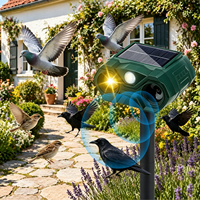 Répulsif à ultrasons solaire USB étanche pour oiseaux, 3 haut-parleurs, LED clignotante, pour colombes, corbeaux, mouches, extérieur