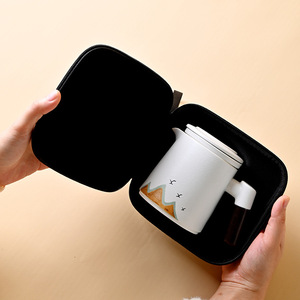 Juego de té portátil de cerámica con tapa y filtro, 4 piezas, tetera y tazas de porcelana para viajes al aire libre, nuevo estilo chino - Product Image 4