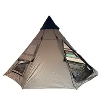 Pirâmide grande conveniente para acampamento ao ar livre, para 6 pessoas, camada única, com capuz, tenda peaked