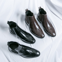 Bottes Chelsea Western montantes pour hommes, imperméables, antidérapantes, thermiques, avec logo personnalisé, rehaussantes, à talons bas, grandes tailles