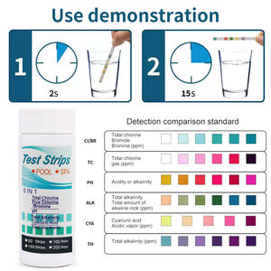 Papel de teste de <span class=keywords><strong>ph</strong></span> para piscina, 6 em 1, cloro, alcalinidade, sem cloro, cyanuric - Product Image 3