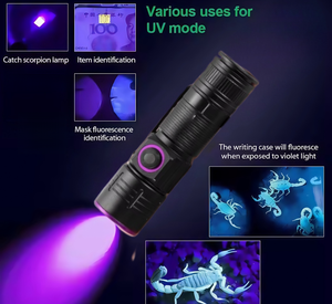 Zoom 395 lampe de poche UV USB Rechargeable lumière ultraviolette minerai argent Pet tache d'urine Tinea minerai détecteur Fluorescenr lampe - Product Image 3