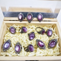 Gran oferta, anillo de Mica púrpura brillante con piedra de energía curativa Natural de cristal de alta calidad para regalo
