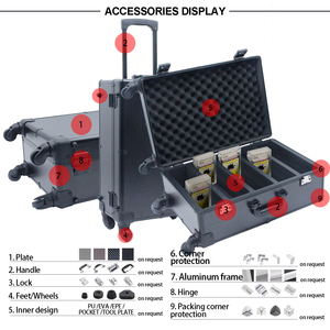 OEM Poignée rétractable et roues 5 fentes Graded Trading Sports Collectible Card Display Slab Case Card Show Trolley Boîte de rangement