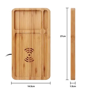 Cargador de madera inalámbrico de bambú, regalos corporativos, Cargador rápido de Bambú