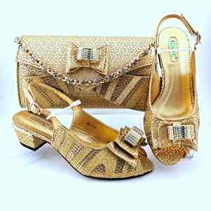 Bộ Túi Giày AB8665 Giày Và Túi Xách Ý Gót Thấp Mới Giày Pu Nữ Đẹp Để Phù Hợp Với Túi Dự Tiệc Đám Cưới - Product Image 2