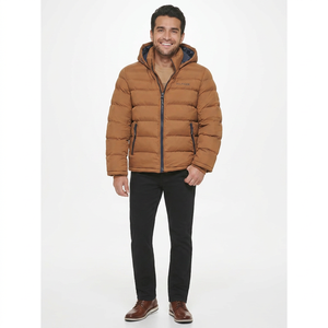 FINER THREADS Veste d'hiver pour homme personnalisée de haute qualité en toile avec col montant, logo sur le devant, rembourrage en coton, respirante, séchage rapide - Product Image 1