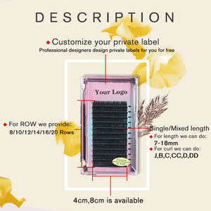 Neicha Volumen Extensiones de pestañas Hecho a mano Pelo sintético Grueso Dd Curl 0,03mm Etiqueta privada Bandeja de pestañas Negro natural 2 bandejas - Product Image 2