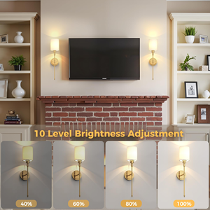 Applique murale rechargeable sans fil à piles avec télécommande, lumière réglable, dorée, pour vente en gros - Product Image 2