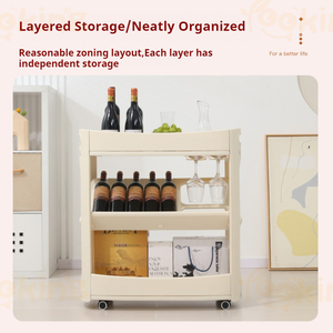Chariot de rangement à vin mobile, armoire à bar à roulettes multi-niveaux avec porte-bouteilles et porte-verres pour la maison, la cuisine, la salle à manger - Product Image 4