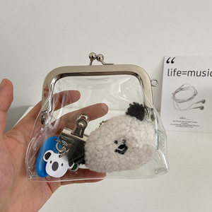 Instagram-style transparent coin purse/coin holder, PVC <b>lipstick</b> pouch, simple <b>mini</b> coin purse, metal clip card holder. - Product Image 1