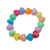 Bracelet multicolore à grosses perles pour femme, en acrylique audacieux, extensible, idéal pour l'été et la plage, bijou tendance et élastique