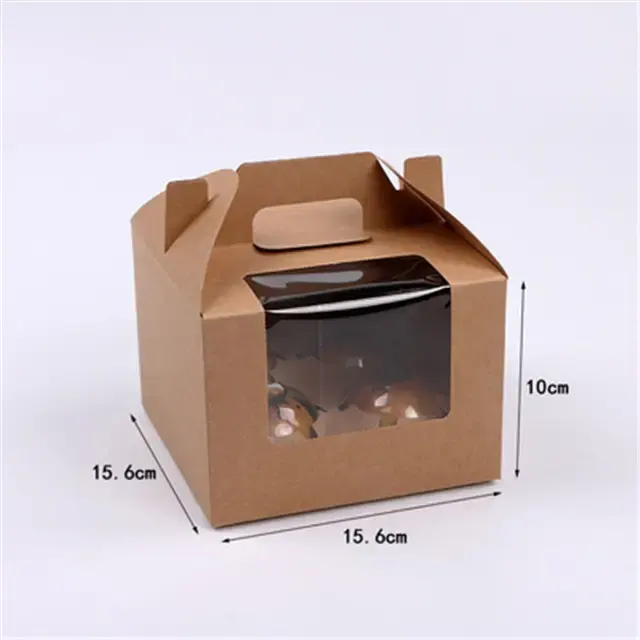 Benutzer definierte faltbare Papier box Drucken Kraft kuchen Craft Paper Box mit gestanztem Griff Weiß Einfache Cupcake-Verpackungs box