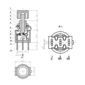 एक-स्टॉप खरीद 3 पिन क्षणिक स्वचालित रिटर्न बटन स्विच PS8-11M2 धातु टॉगल स्विच - Product Image 2