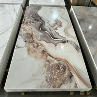 Panneaux muraux en PVC imitation marbre à installation rapide, panneaux en plastique UV imitation marbre, imperméables pour la décoration intérieure