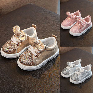 Zapatos <span class=keywords><strong>de</strong></span> <span class=keywords><strong>cuna</strong></span> con lazo <span class=keywords><strong>de</strong></span> lentejuelas para niñas pequeñas, calzado informal para bebé - Product Image 2
