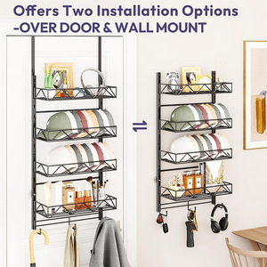 Organizador de Almacenamiento para Puerta, 5 Niveles Ajustables, con Ganchos para Sombreros y Abrigos, Multiusos, Instalación sin Taladro, para Dormitorio, Cocina, Sala de Estar - Product Image 2