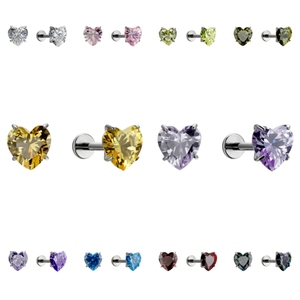 Lincy G23 puro titanio cuore CZ orecchini di cartilagine retro piatto Color <span class=keywords><strong>argento</strong></span> zircone geometrico elica Tragus <span class=keywords><strong>Piercing</strong></span> - Product Image 1