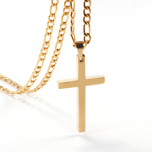 Collier pendentif croix plaqué or 18 carats en gros, collier croix en acier inoxydable étanche pour hommes, bijoux Jésus - Product Image 6