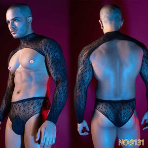 9131, ropa de red Sexy para hombres europeos americanos, ropa de actuación para club nocturno, Bar, perspectiva de lluvia oportuna, modelo masculino Sexy - Product Image 5