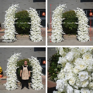 Factory Wholesale Custom Artificial Horn <b>Flower</b> Arch High Quality Silk Romantic Wedding Ceremony Background Event - Product Image 2