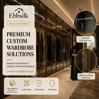 Armoire sur mesure pour villa, porte vitrée à cadre fin, porte battante, dressing pleine hauteur du sol au plafond, sur mesure pour chambre de villa