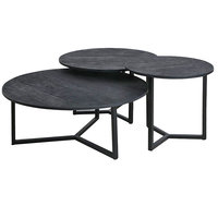 Ensemble table basse d'extérieur moderne personnalisé de 3 pièces nuage rond en bois noir luxe