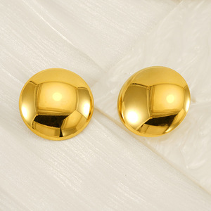 ZOGXIN Stud Earrings Gold Silver Round Hemispherical Geometric Stainless Steel Women's Fashion Jewelry Gift - Product Image 3