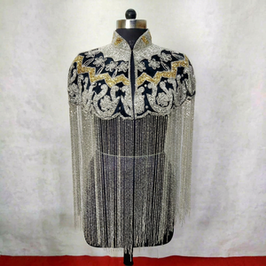 Applique de luxe faite à la main, brodée de perles et à franges, pour robes de soirée - Style Empire simple, lavable, ODM - Product Image 1